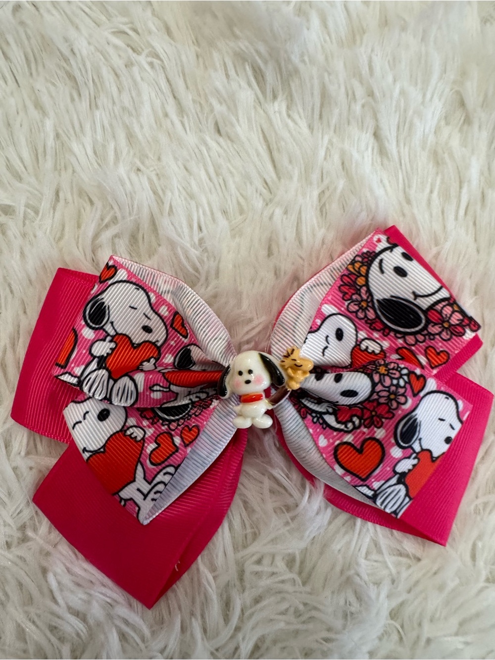 Snoopy hot Pink Heart Hair Bow clip